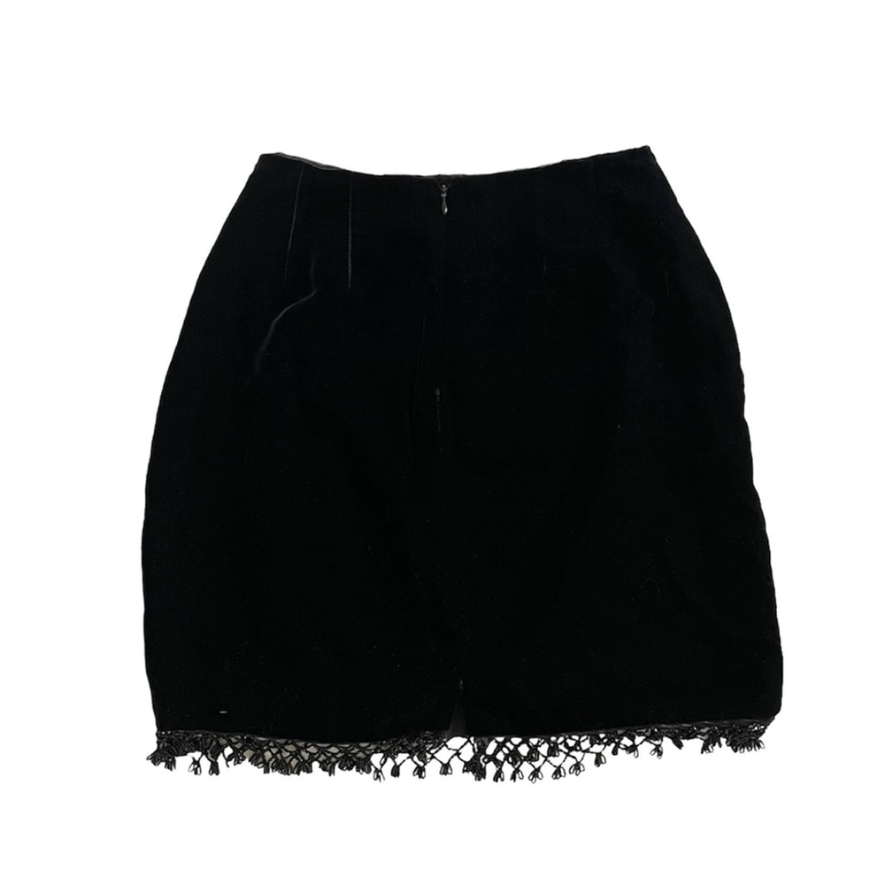 Vintage Velvet Mini Skirt with Beaded Fringe Size S - Picture 4 of 6